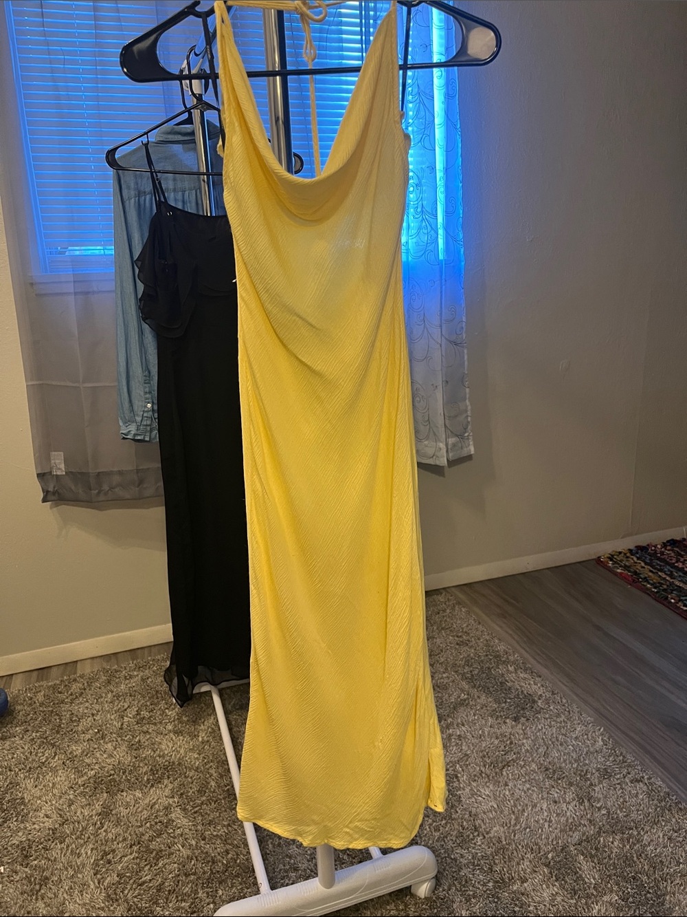 Forever 21 Sz S Lemon Yellow Cowl neck Maxi Slip Dress
